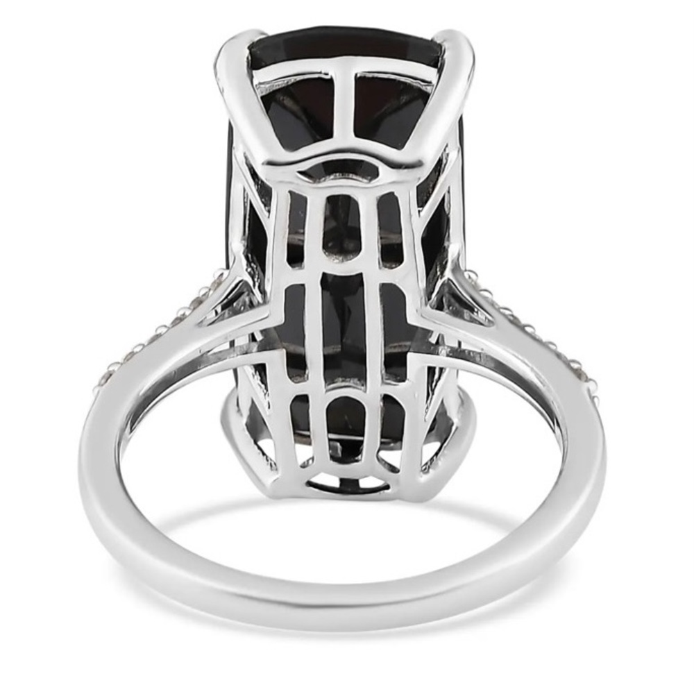NWT Black Spinel & White Zircon Cocktail Ring in Platinum over .925 Sterling!!! - Picture 4 of 10